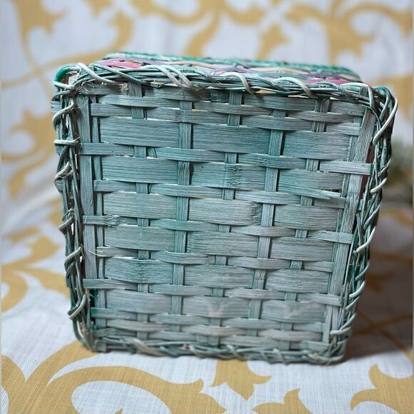 Purple Multicolor Square Woven Basket Beaded Border Details BONUS Purple Decor S - Picture 5 of 7